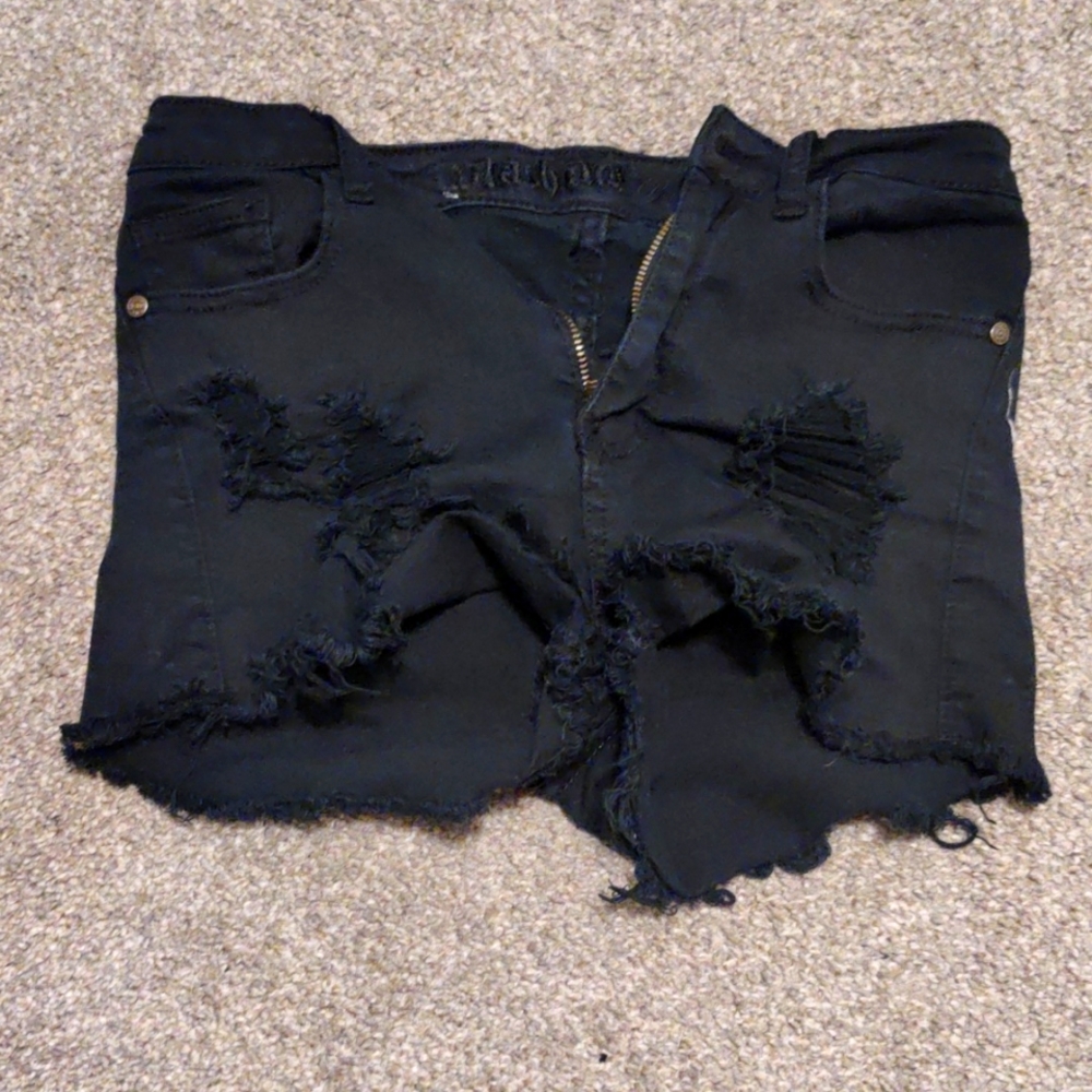 Black ripped jeans shorts